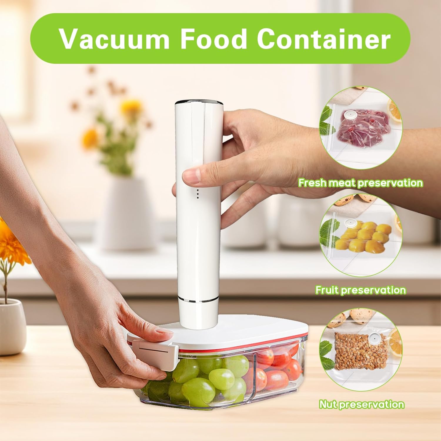 Food Vacuum Sealer Machine - 真空シーラー ハンドヘルド真空シーリングマシン 5つの真空バッグ付き Type-C充電 ポータブルミニ新鮮食品保存シーラー